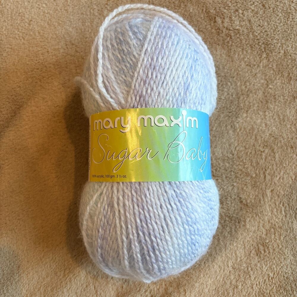 Mary Maxim Yarn Sugar Baby Stripes Sweet Tart Acryllic Light Worsted Weight Soft